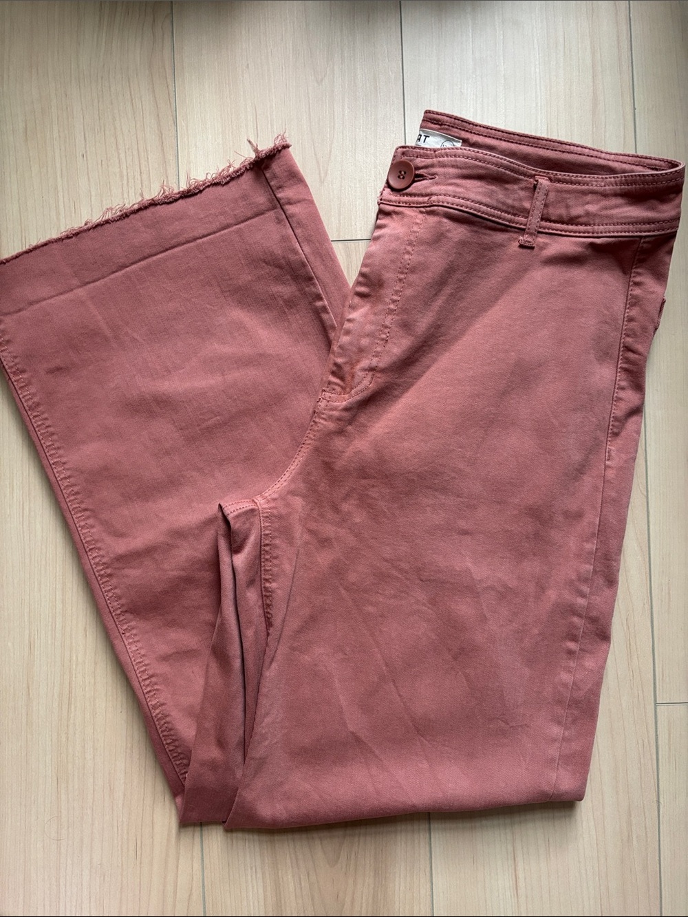 Oat New York High Waisted Wide Leg Pant With Raw Hem. Size 12.